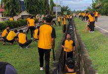 Antisipasi Corona, Polres Mamuju Utara Bersih-Bersih Mako dan Senam AWS3.