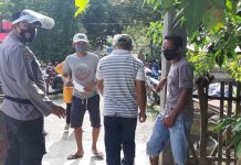 Aipda Junaedi : Jangan Lupa Pakai Masker, Sarung Tangan Palstik dan Jaga Jarak Serta Cuci Tangan.