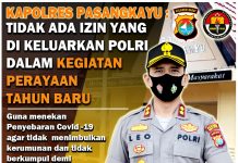 Polres Pasangkayu Tidak Mengeluarkan Ijin Dalam Kegiatan Perayaan Tahun Baru 2021