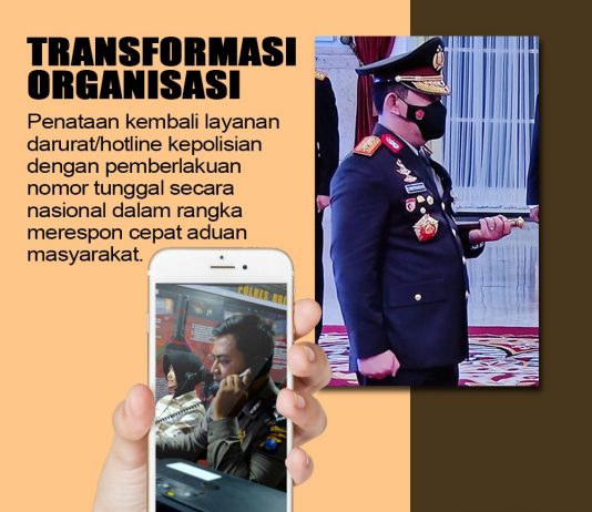 Penataan kembali layanan darurat /hotline kepolisian dengan pemberlakuan nomor tunggal secara nasional dalam rangka merespon cepat aduan masyarakat