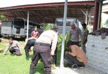 Dalam Rangka Peringatan Isra Mi’raj 1445 H Polres Pasangkayu Gelar Kebersihan Mako dan Masjid