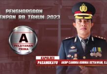 Polres Pasangkayu Raih Penghargaan Kategori Pelayanan Prima Kategori A dari Mabes Polri.