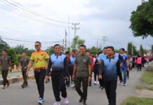Jelang HUT Bhayangkara Ke-78 Polres Pasangkayu Gelar Jalan Santai dan Senam Bersama TNI-Polri Dan Masyarakat.
