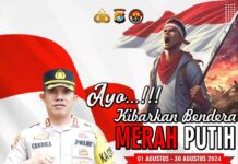 Kapolres Pasangkayu Himbau Warga Serentak Kibarkan Bendera Merah Putih,sambut Hut RI 79.