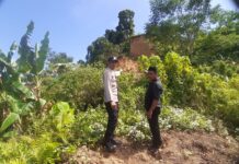 Bhabinkamtibmas Polsek Pasangkayu mendatangi TKP tanah Longsor diwilayah binaan
