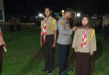 Kapolsek Baras Membuka Latiahan Dasar Saka Bhayangkara Ranting Polsek Baras.