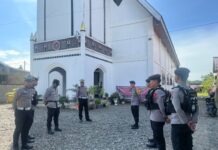Polres Pasangkayu Terjunkan Puluhan Personel Amankan Gereja di Wilayah Hukumnya