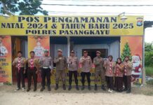Wakili Kapolres, Kabag Ren Polres Pasangkayu Melakukan Pengecekan Pos Pam Natal dan Tahun Baru di Wilayah Baras
