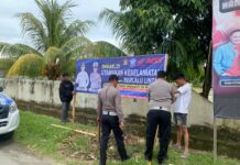 Ops Keselamatan, Sat Lantas Polres Pasangkayu Gencar Pasang Spanduk Imbauan Tertib Berlalu Lintas