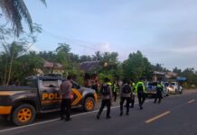 Personel Gabungan Sat Lantas Dan Sat Samapta Polres Pasangkayu Gelar Patroli Antisipasi Balap Liar