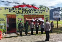 Sebelum Melaksanakan Tugas, Personel Gabungan Pos Pelayanan Melaksanakan Apel Pagi Di Depan Pos