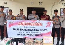 Sambut Hari Bhayangkara ke-79, Polsek Pasangkayu Anjangsana ke Purnawirawan dan Warakawuri Pererat Silaturahmi