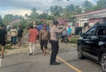 Cegah Bahaya, Bhabinkamtibmas Kawal Penebangan Pohon Rawan Tumbang di Bambalamotu