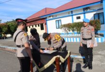 Kapolres Pimpin Upacara Sertijab Kasat Resnarkoba Dan Penyerahan Jabatan Kasat Intelkam Polres Pasangkayu