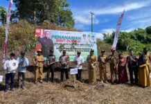 Kapolsek Sarudu Hadiri Syukuran Panen & Peletakan Batu Pertama Pabrik Jemuran Padi di Desa Bulu Bonggu