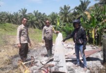 Polsek Pasangkayu Sambangi Korban Kebakaran Pondok Ketua Gapoktan Di Blok 11 Afd.India Pt Pasangkayu