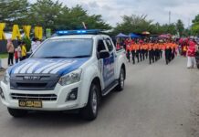 Sat Lantas Kawal Lomba Gerak Jalan Semarak Merdeka di HUT RI ke-80 Kabupaten Pasangkayu