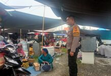 Bhabinkamtibmas Polsek Bambalamotu Amankan dan Atur Lalin di Pasar Tradisional Randomayang