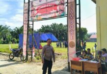 Bhabinkamtibmas Polsek Baras Dukung Jambore Pramuka ke-2 Kwaran Bulutaba, Hadirkan Rasa Aman dan Edukasi Kamtibmas