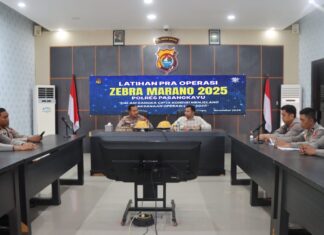Kabag Ops Membuka Latihan Pra Operasi “Zebra Marano 2025” Polres Pasangkayu
