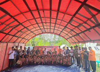 Bhabinkamtibmas Bambalamotu Hadiri Pencanangan Gerakan Desa Tangguh Bencana di Desa Pangiang