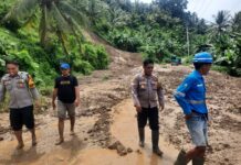 Sigap dan Tanggap, Kapolsek Bambalamotu Turun Langsung Tinjau Longsor di Dusun Ujuna Baru