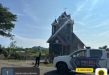 Ciptakan Rasa Aman Umat Beribadah, Satlantas Polres Pasangkayu Gelar Patroli Gereja