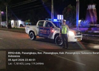 Satlantas Polres Pasangkayu Patroli Malam, Pertamina hingga Bundaran Smart Jadi Sasaran Pemantauan