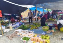 Jaga Keamanan Pasar, Bhabinkamtibmas Sarudu Laksanakan Sambang dan Patroli