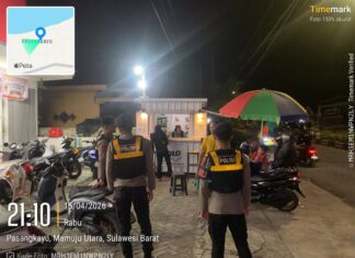 Patroli Malam Sat Samapta Polres Pasangkayu Sapu Titik Rawan, Situasi Tetap Aman Terkendali