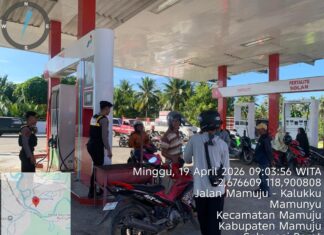 Patroli Rutin, Sat Samapta Polres Pasangkayu Sambangi SPBU Bulu Cindolo untuk Jaga Kamtibmas