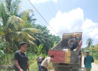 Gotong Royong Bhabinkamtibmas dan Warga, Jalan Berlubang di Lilimori Diperbaiki Demi Keselamatan