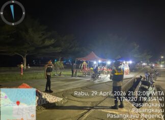 Tak Kenal Waktu! Sat Samapta Polres Pasangkayu Sisir Wilayah di Malam Hari