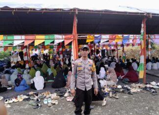 Bhabinkamtibmas Polsek Pasangkayu Amankan Isthiqosa Akbar dan Peresmian Gedung Baru Pesantren Abuhurairah