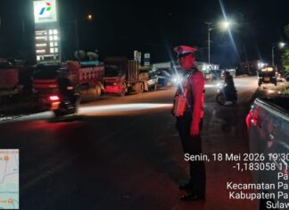Tingkatkan Keamanan Lalu Lintas, Satlantas Polres Pasangkayu Gelar Operasi Blue Light Patroli