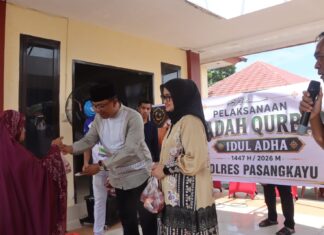 Polres Pasangkayu Sembelih 8 Ekor Sapi Qurban, 250 Kupon Dibagikan Kepada Masyarakat
