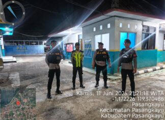 Patroli Malam Sat Samapta Polres Pasangkayu Sisir Titik Rawan, Cegah Kriminalitas dan Jaga Kamtibmas Tetap Kondusif.