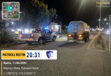 Saat Warga Terlelap, Satlantas Polres Pasangkayu Tetap Berjaga Lewat Blue Light Patroli