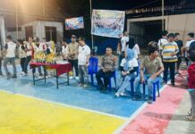 Bhabinkamtibmas Amankan Partai Final Turnamen Bola Volly Karang Taruna Cup II Kecamatan Dapurang