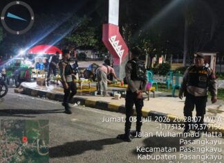 Patroli Malam Sat Samapta Polres Pasangkayu, Polisi Persempit Ruang Gerak Pelaku Kejahatan