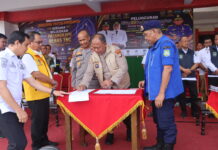 Perkuat Sinergi Lintas Instansi, Wakapolres Pasangkayu Hadiri Penandatanganan MoU dan Simulasi Terpadu SiGap65DamkarMat