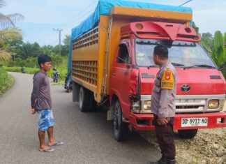 Pelajar Tewas dalam Kecelakaan Truk dan Sepeda Motor di Dapurang, Bhabinkamtibmas Polsek Sarudu Sigap Datangi TKP