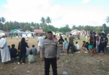 Bhabinkamtibmas Polsek Sarudu Amankan Pertandingan Sepak Bola Antar-SMP Semarak HUT RI ke-81