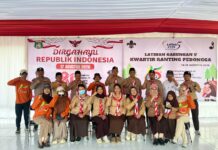 Semarak HUT Pramuka ke-65, Bhabinkamtibmas Hadiri Apel Besar dan Latihan Gabungan V Kwartir Ranting Pedongga