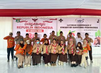 Semarak HUT Pramuka ke-65, Bhabinkamtibmas Hadiri Apel Besar dan Latihan Gabungan V Kwartir Ranting Pedongga