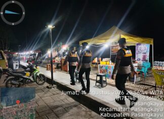 Malam Hari Tetap Siaga, Sat Samapta Polres Pasangkayu Pastikan Kamtibmas Kondusif