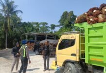 Cegah Kecelakaan dan Jalan Rusak, Unit Kamsel Sat Lantas Polres Pasangkayu Edukasi Sopir Truk Sawit